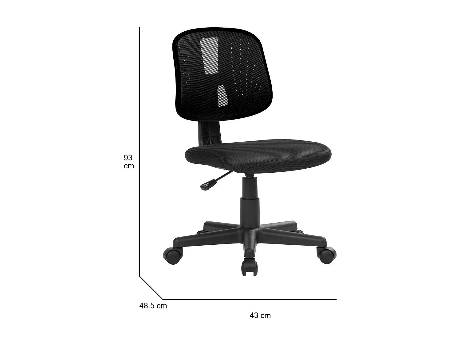 Dlazeti bureaustoel, Bureaustoel, Ergonomische bureaustoel, 49x43h81/93 cm, Zwart