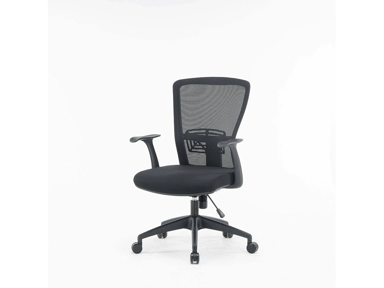 Chaise de bureau Dcas, Chaise de travail en maille avec accoudoirs, Siège de bureau ergonomique, 60x64h98/108 cm, Noir