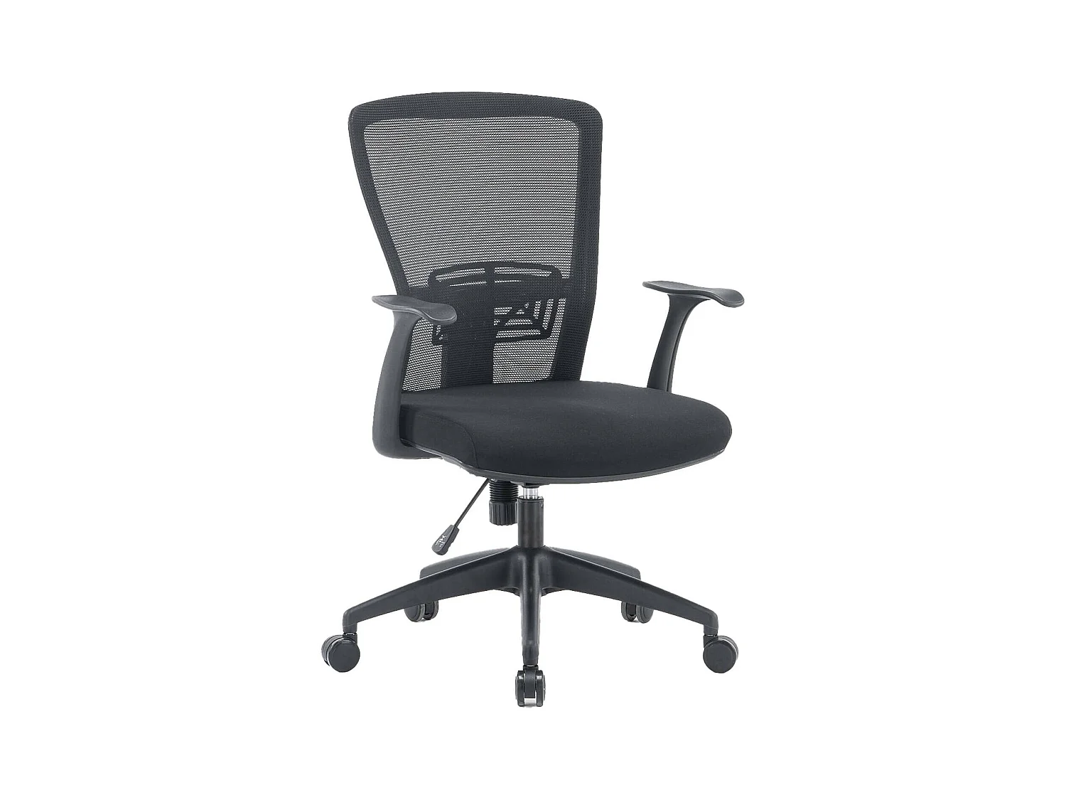 Chaise de bureau Dcas, Chaise de travail en maille avec accoudoirs, Siège de bureau ergonomique, 60x64h98/108 cm, Noir