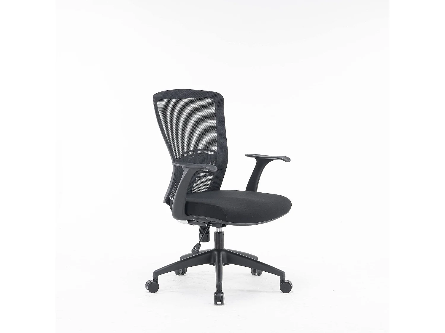 Dcas bureaustoel, Mesh bureaustoel met armleuningen, Ergonomische bureaustoel, 60x64h98/108 cm, Zwart