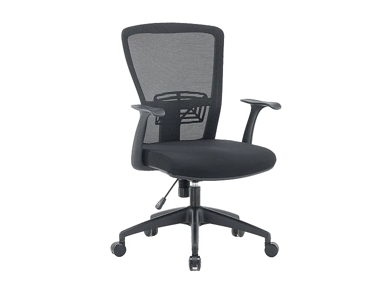 Bürostuhl Dcas, Mesh-Arbeitsstuhl mit Armlehnen, Ergonomischer Bürositz, 60x64h98/108 cm, Schwarz