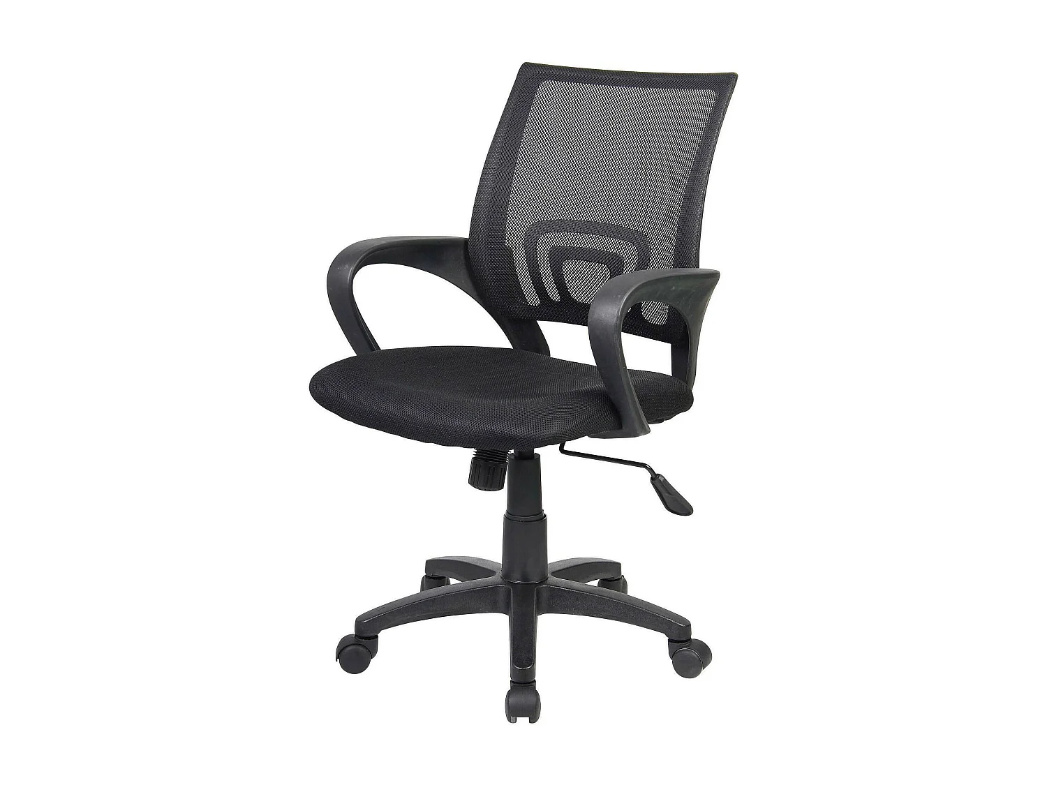Bürostuhl Dgell, Mesh-Arbeitsstuhl mit Armlehnen, Ergonomischer Bürositz, 59x54h90/100 cm, Schwarz