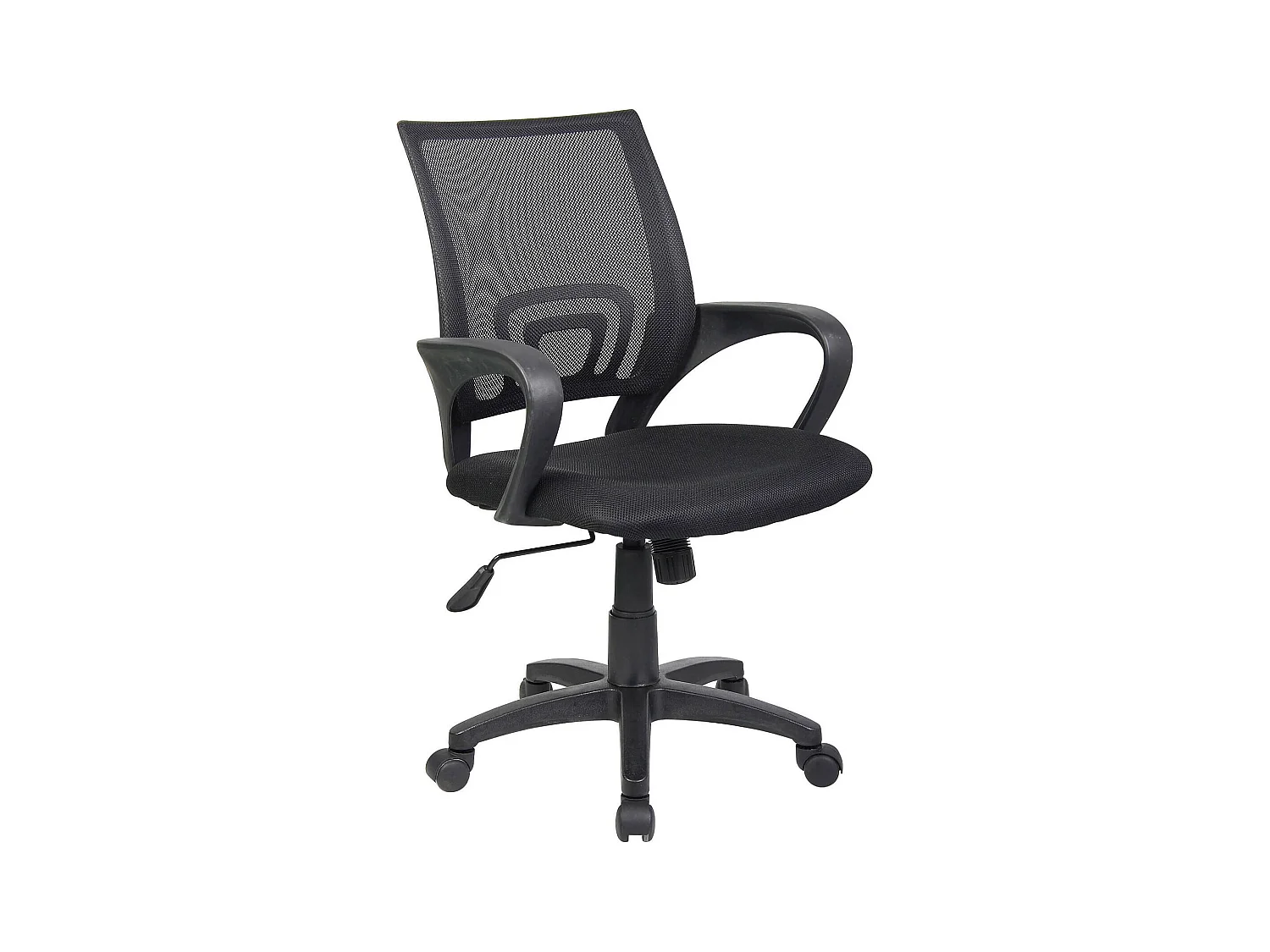 Bürostuhl Dgell, Mesh-Arbeitsstuhl mit Armlehnen, Ergonomischer Bürositz, 59x54h90/100 cm, Schwarz