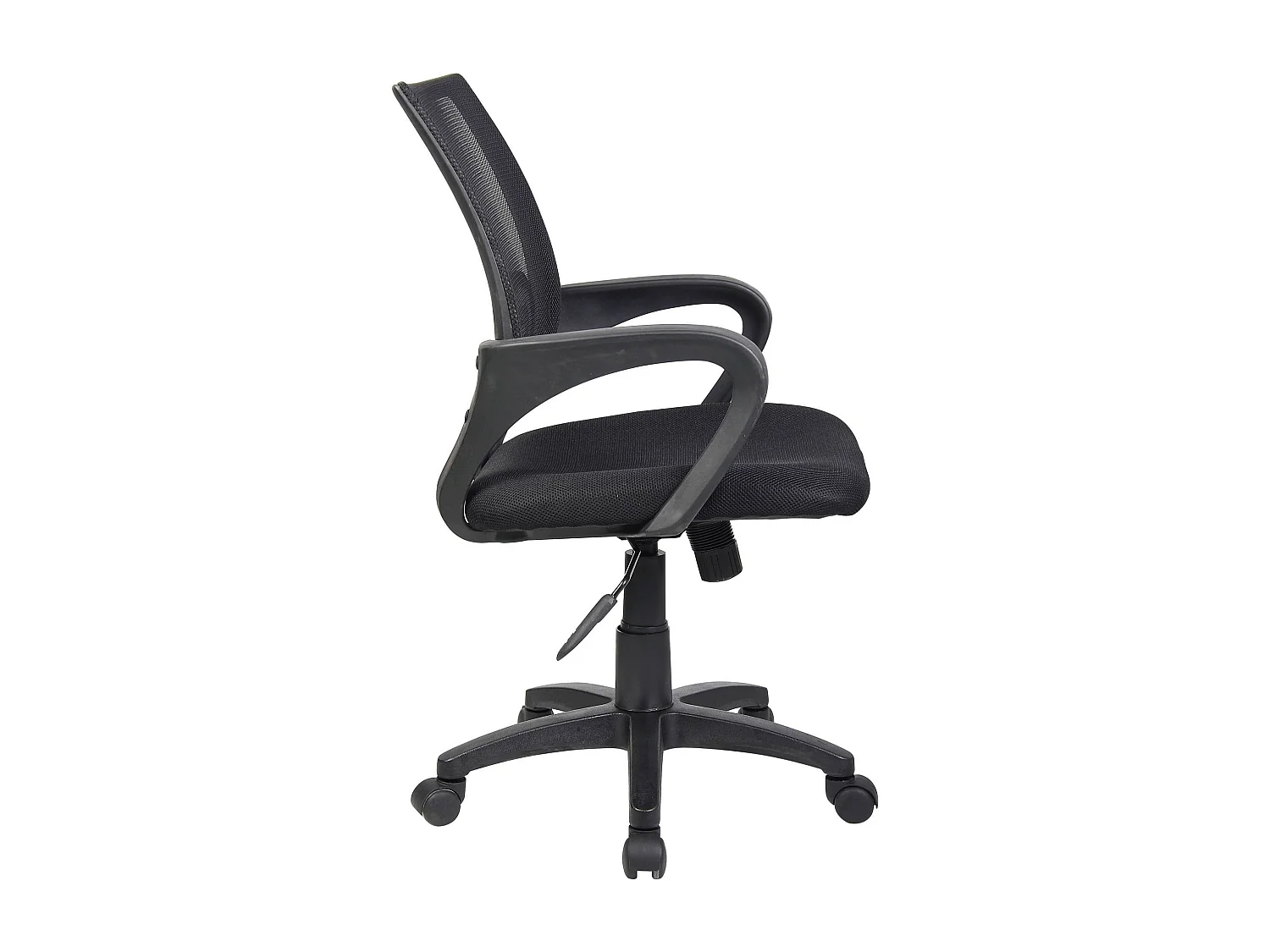 Dgell bureaustoel, Mesh bureaustoel met armleuningen, Ergonomische bureaustoel, 59x54h90/100 cm, Zwart