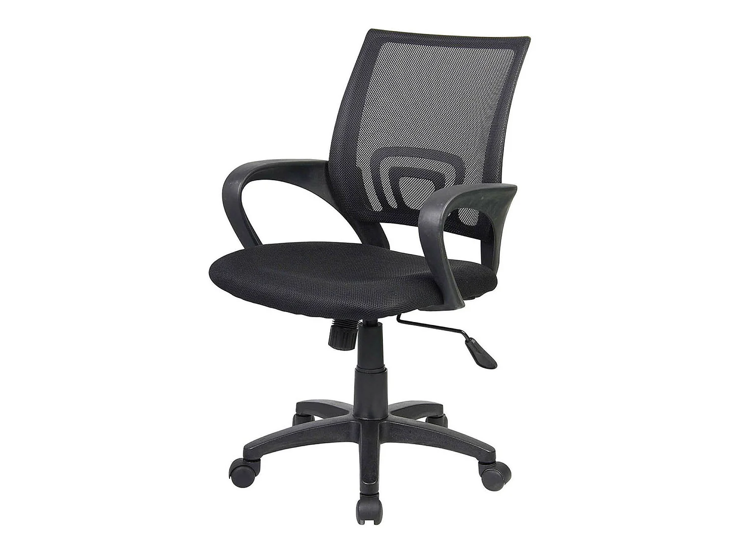 Dgell bureaustoel, Mesh bureaustoel met armleuningen, Ergonomische bureaustoel, 59x54h90/100 cm, Zwart