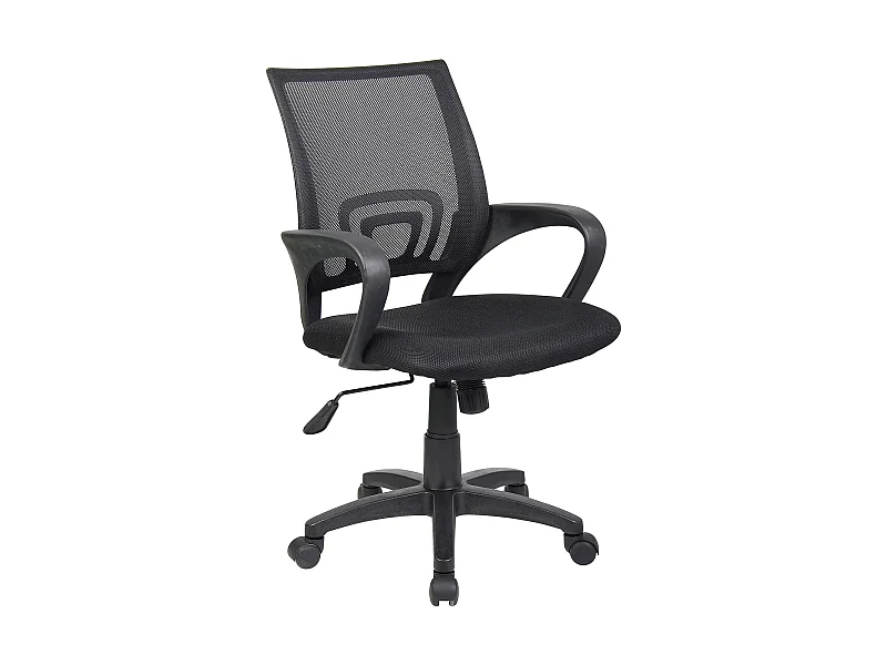Chaise de bureau Dgell, Chaise de travail en maille avec accoudoirs, Siège de bureau ergonomique, 59x54h90/100 cm, Noir