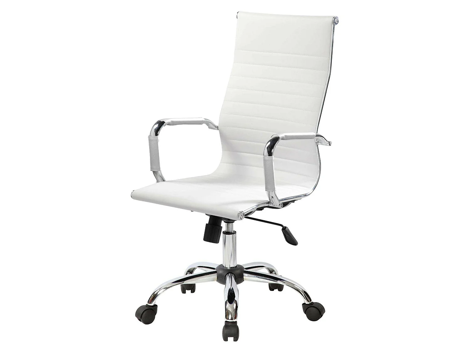 Dlemmen bureaustoel, Executive fauteuil met armleuningen, Ergonomische bureaustoel, Wit, 63x54h106/116 cm