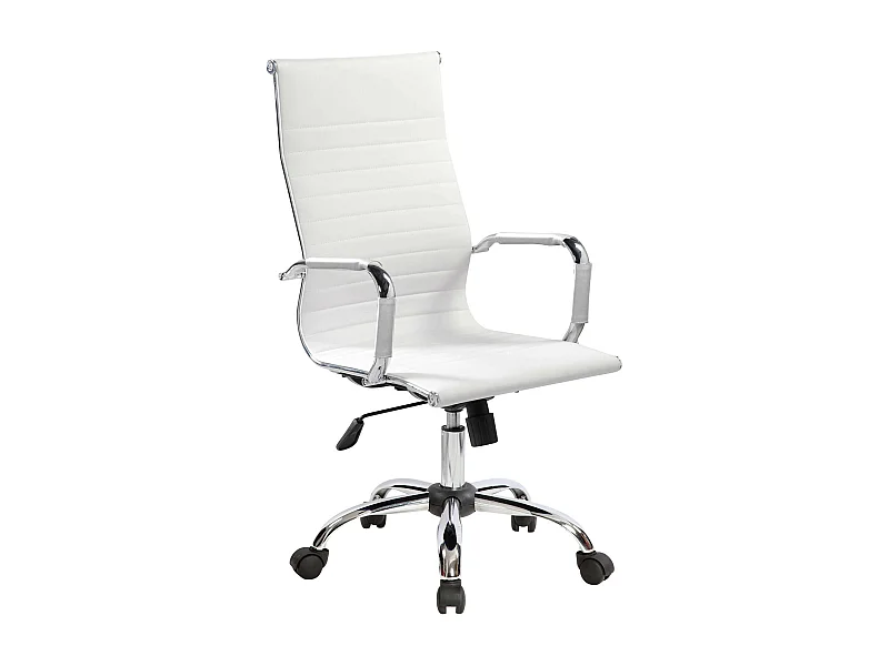 Chaise de bureau Dlemmen, Chaise de direction avec accoudoirs, Chaise de bureau ergonomique, Blanc, 63x54h106/116 cm