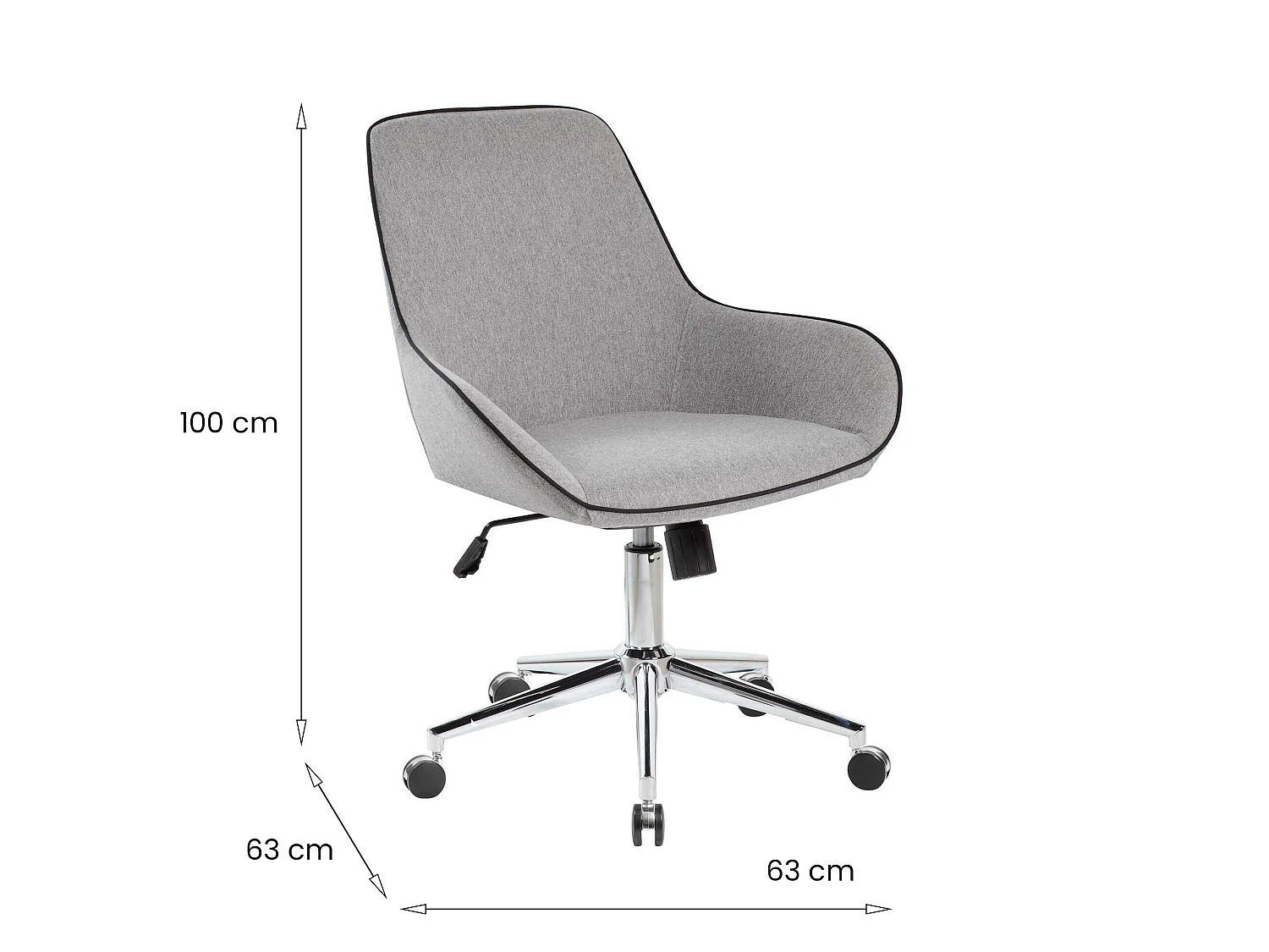 Sedia con Ruote Darwin, Regolabile, Grigio, Poltrona da Ufficio