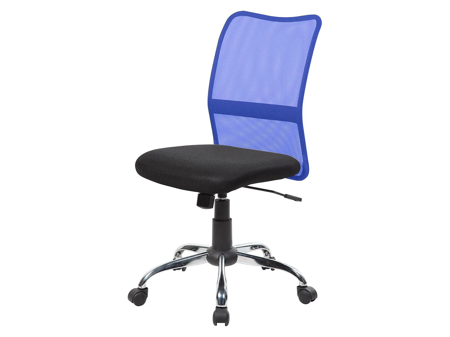 Bürostuhl Dana, Mesh-Arbeitsstuhl, ergonomischer Bürositz, 57x46h90/100 cm, Schwarz und Blau