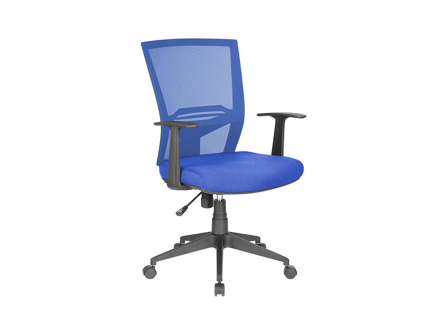 Bürostuhl Dlom, Mesh Chefsessel mit Armlehnen, Ergonomischer Bürositz, 59x64h96/106 cm, Blau