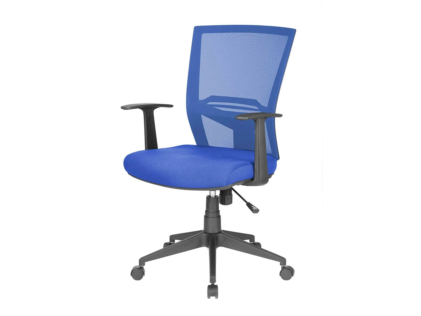 Chaise de bureau Dlom, Chaise de direction en maille avec accoudoirs, Siège de bureau ergonomique, 59x64h96/106 cm, Bleu