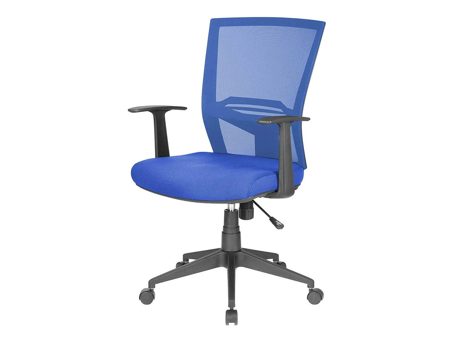 Chaise de bureau Dlom, Chaise de direction en maille avec accoudoirs, Siège de bureau ergonomique, 59x64h96/106 cm, Bleu