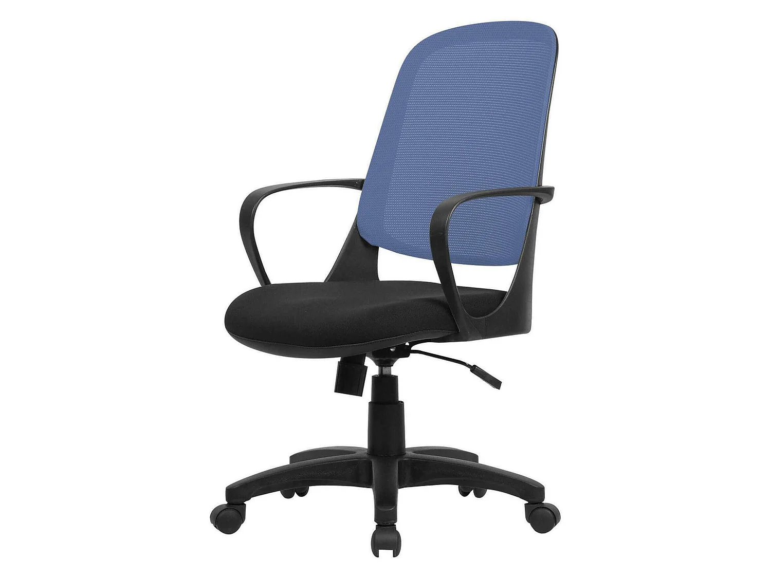 Chaise de bureau Dbink, Chaise de travail en maille avec accoudoirs, Siège de bureau ergonomique, 61x60h99/108 cm, Noir et Bleu