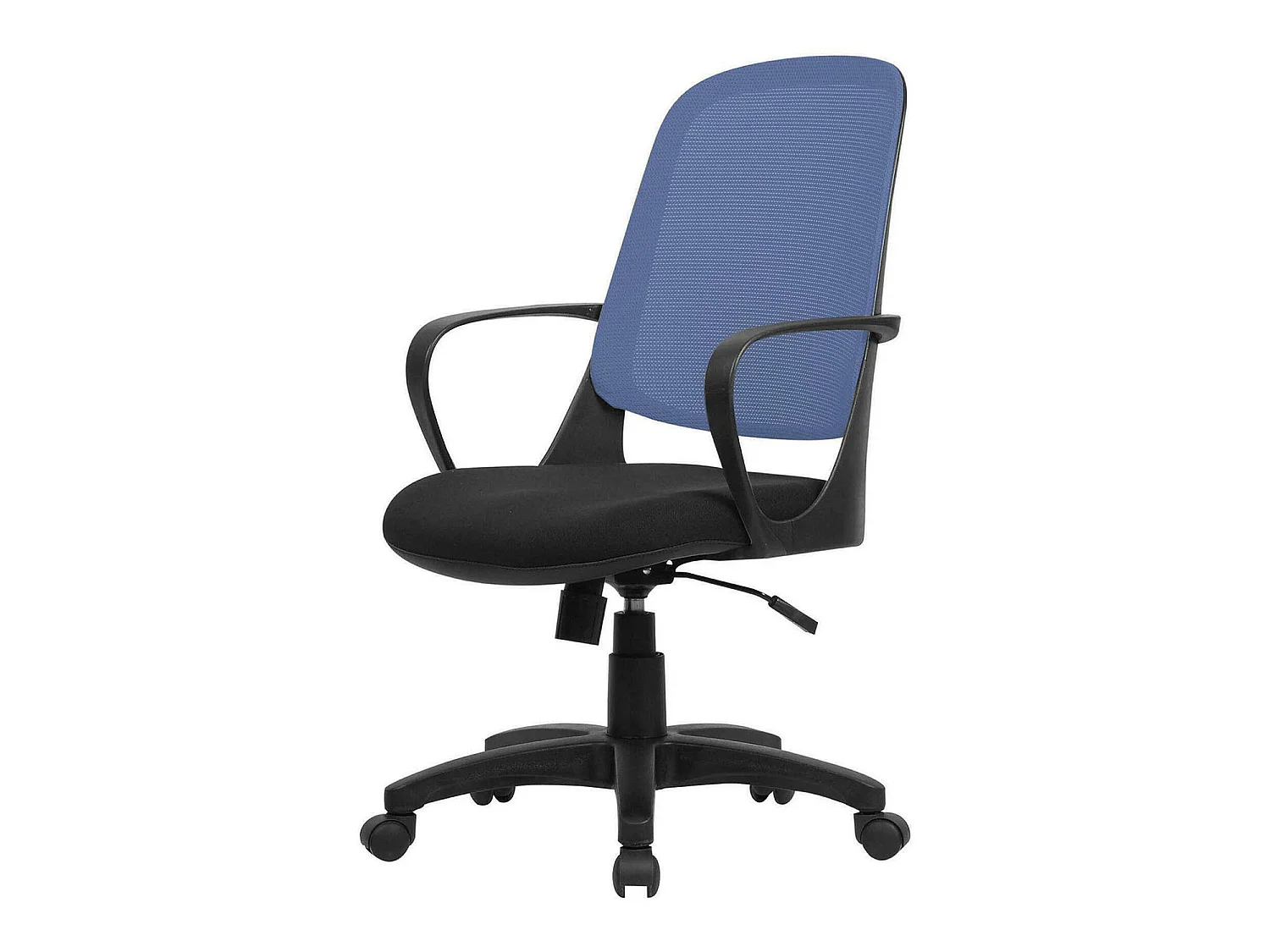 Bürostuhl Dbink, Mesh-Arbeitsstuhl mit Armlehnen, Ergonomischer Bürositz, 61x60h99/108 cm, Schwarz und Blau