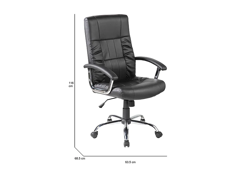 Dhongl bureaustoel, Executive fauteuil met armleuningen, Ergonomische bureaustoel, 69x64h106/116 cm, Zwart