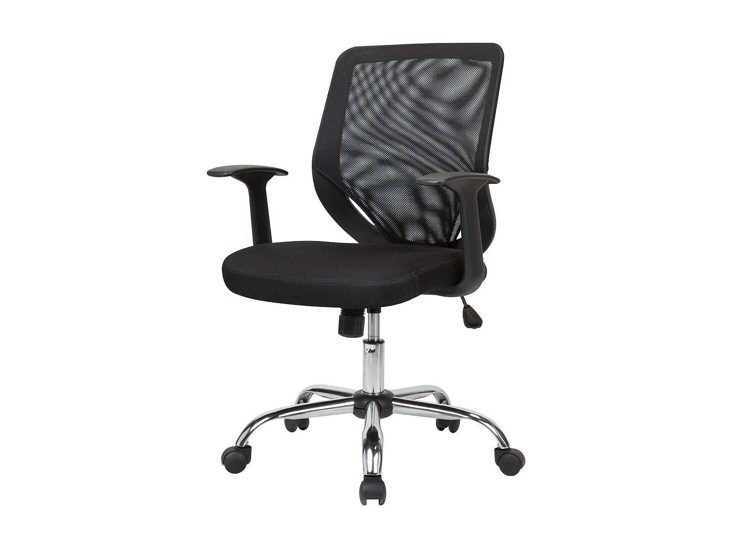 Chaise de bureau Daaro, Chaise de direction en maille avec accoudoirs, Siège de bureau ergonomique, 60x54h90/98 cm, Noir