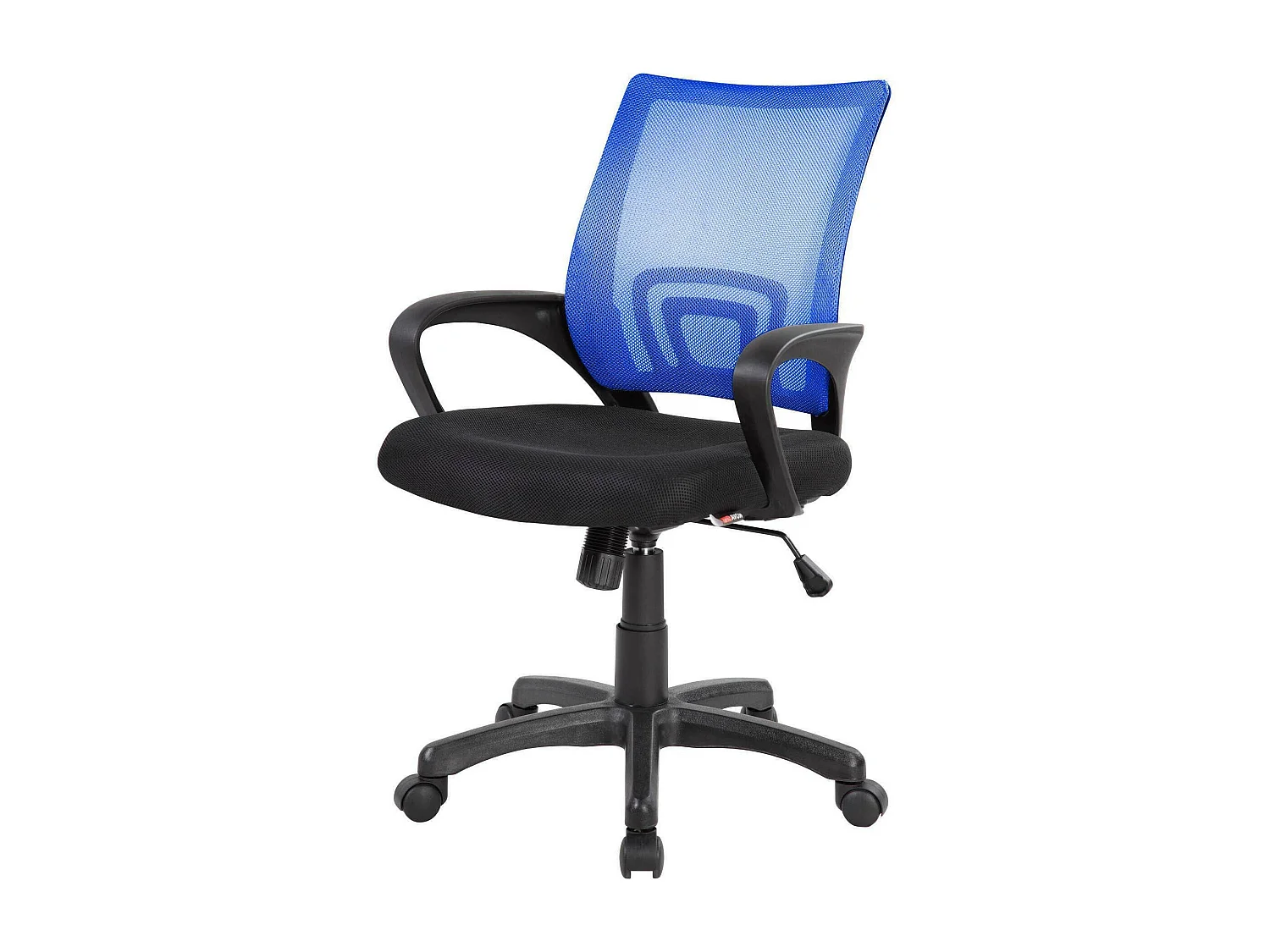 Chaise de bureau Dgell, Chaise de travail en maille avec accoudoirs, Siège de bureau ergonomique, 59x54h90/100 cm, Noir et Bleu