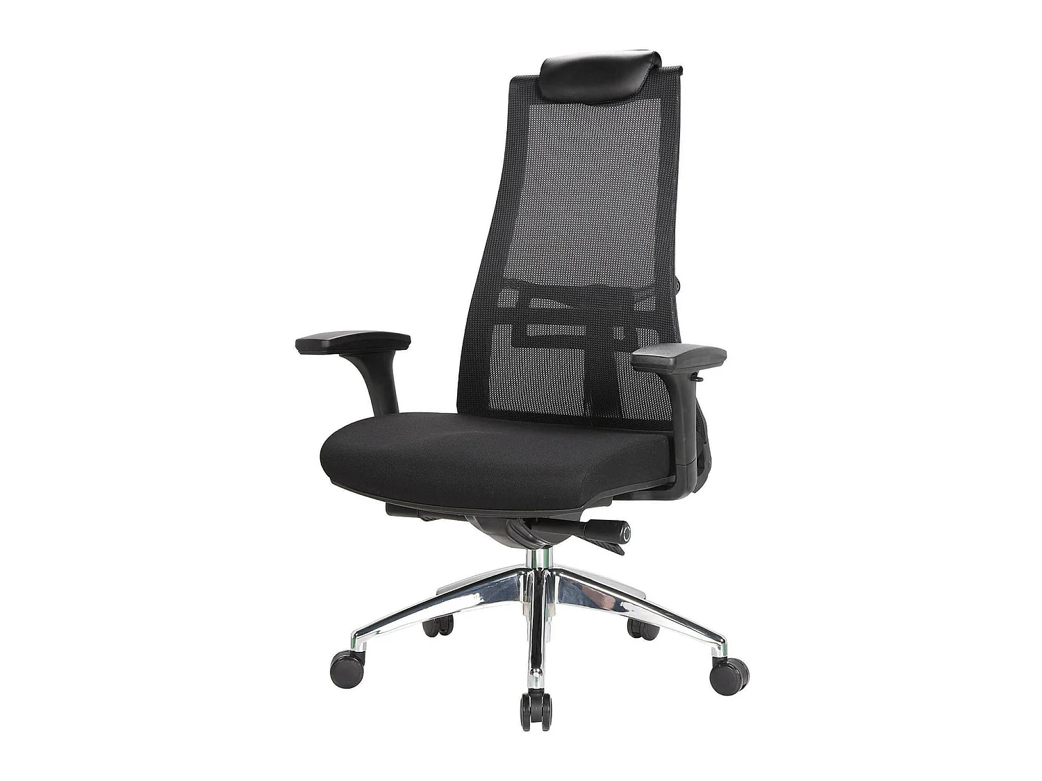 Chaise de bureau Dmihail, Chaise de direction en maille avec accoudoirs, Siège de bureau ergonomique, 71x69h110/118 cm, Noir