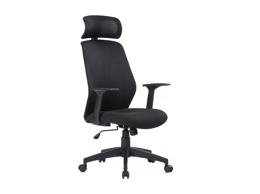 Kauf Unique Bürostuhl Dapril, Präsidentensessel mit Armlehnen und Kopfstütze, Ergonomischer Bürostuhl, 63x62h117/126 cm, Schwarz