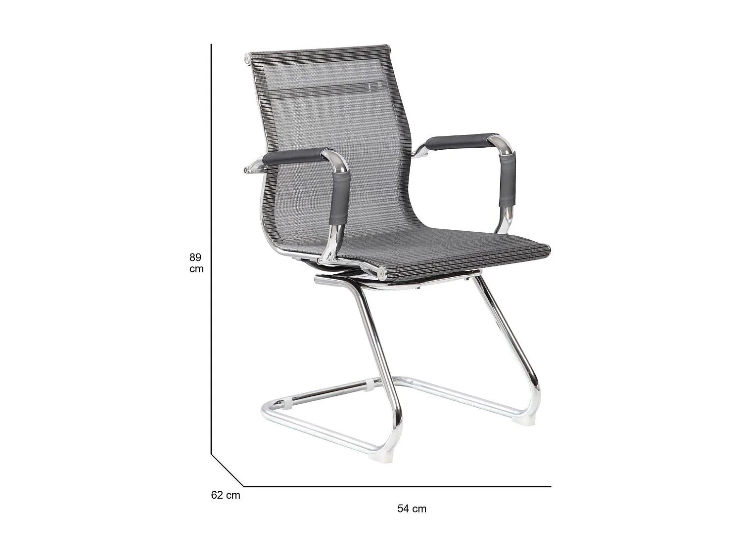 Cadeira de escritório Dgoldon, Assento de sala de espera de escritório com braços, Assento de espera ergonômico, 62x54h89 cm, Cinza