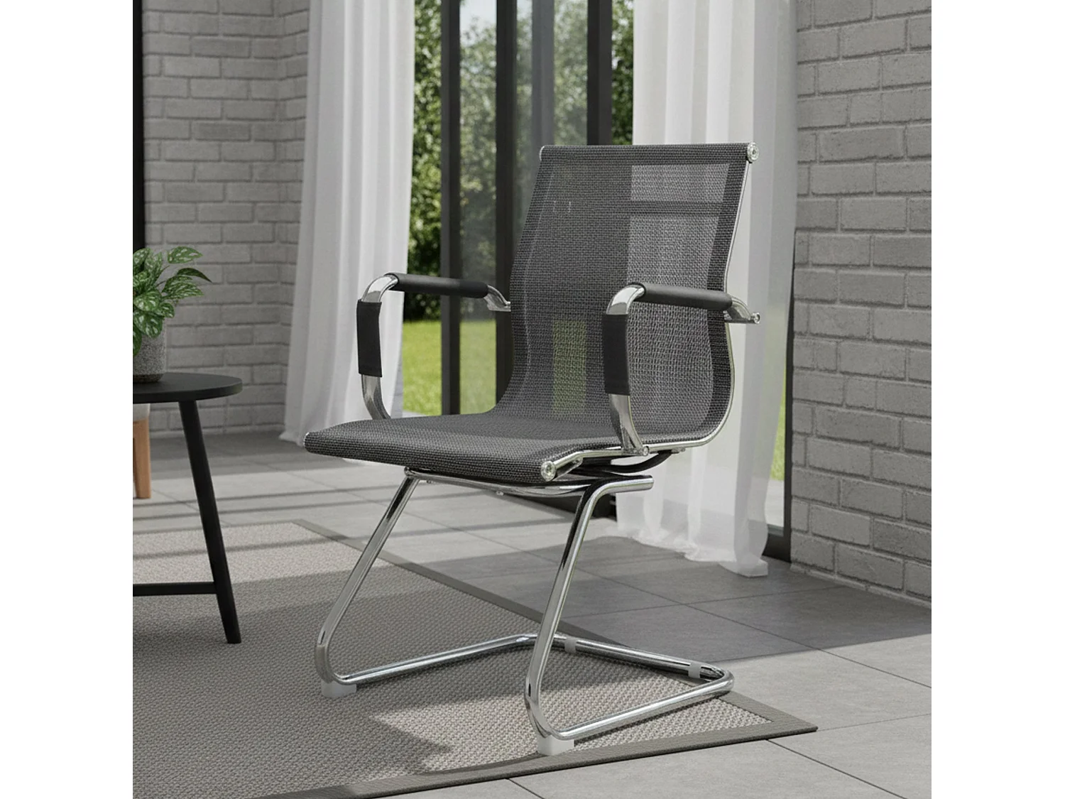 Chaise de bureau Dgoldon, Chaises de salle d'attente de bureau avec accoudoirs, Chaise de salle d'attente ergonomique, 62x54h89 cm, Gris