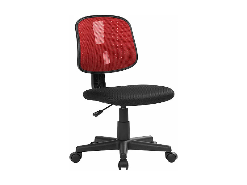 Chaise de bureau Dlazeti, Chaise de bureau de travail, Siège de bureau ergonomique, 49x43h81/93 cm, Noir et Rouge
