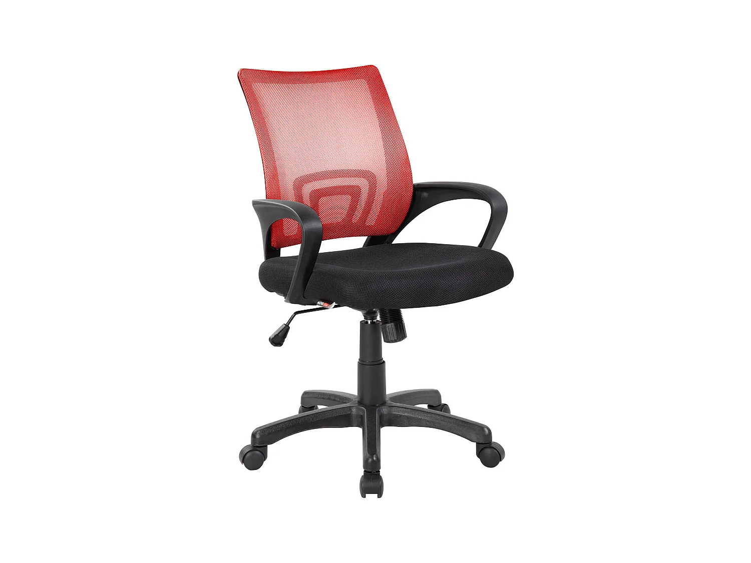 Dgell bureaustoel, Mesh bureaustoel met armleuningen, Ergonomische bureaustoel, 59x54h90/100 cm, Zwart en Rood