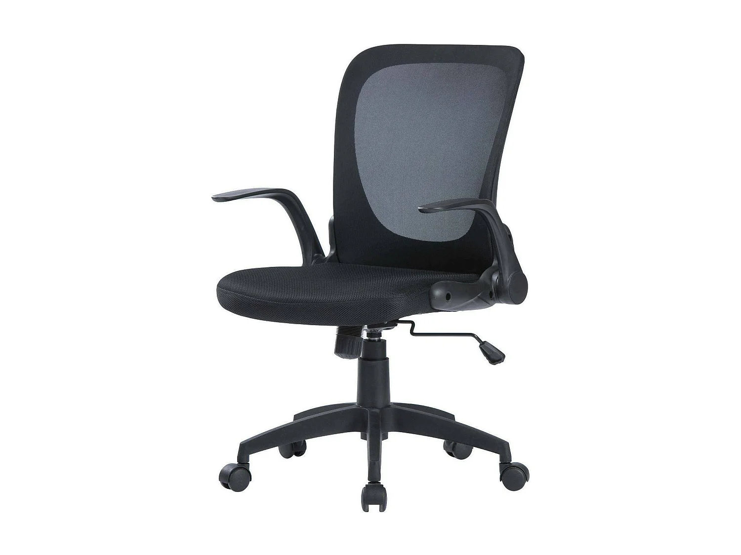 Chaise de bureau Dnuciar, Chaise de direction en maille avec accoudoirs, Siège ergonomique avec accoudoirs rabattables, 60x59h86/96 cm, Noir