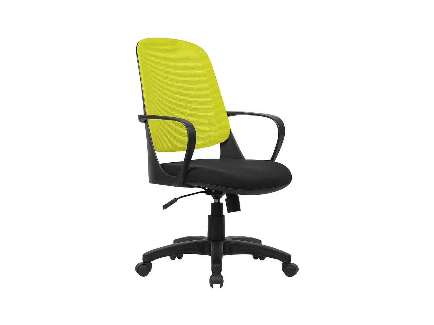 Chaise de bureau Dbink, Chaise de travail en maille avec accoudoirs, Siège de bureau ergonomique, 61x60h99/108 cm, Noir et Jaune