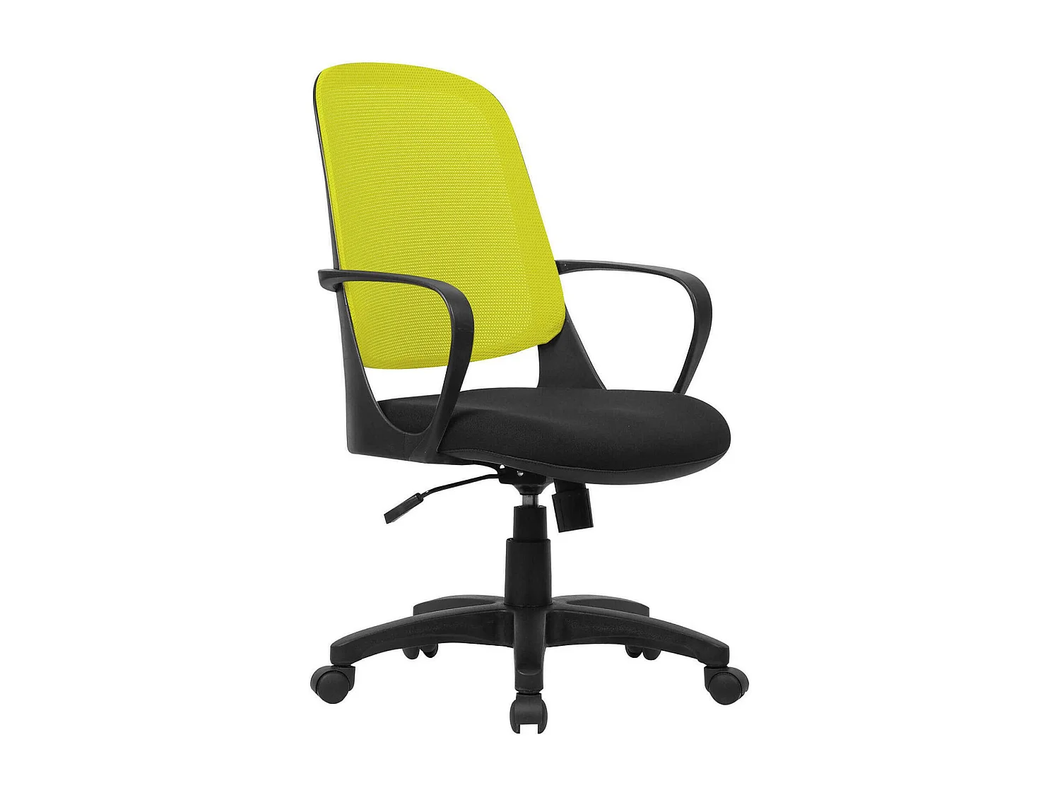 Cadeira de escritório Dbink, Cadeira de trabalho em malha com braços, Assento de escritório ergonômico, 61x60h99/108 cm, Preto e Amarelo