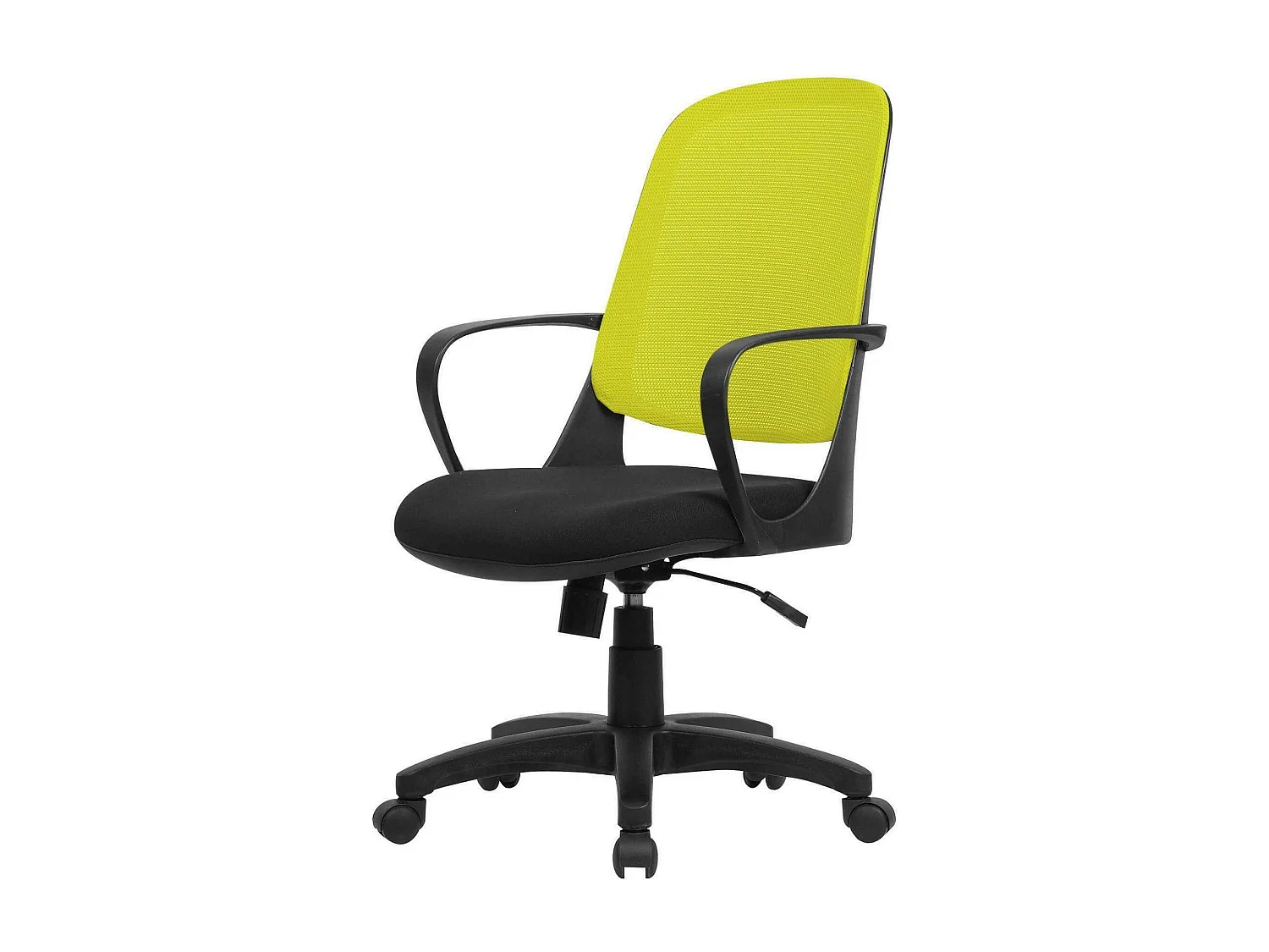 Cadeira de escritório Dbink, Cadeira de trabalho em malha com braços, Assento de escritório ergonômico, 61x60h99/108 cm, Preto e Amarelo