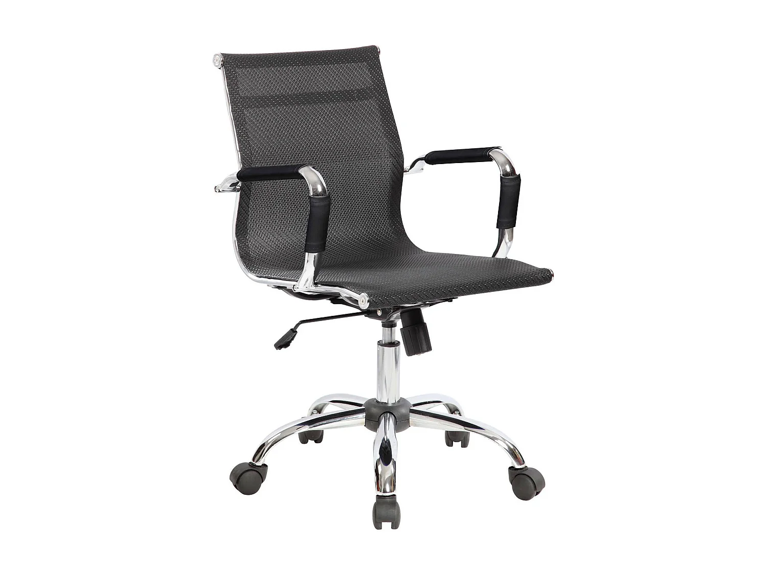 Chaise de bureau Dardit, Chaise de direction avec accoudoirs, Chaise de bureau ergonomique, Noir, 62x54h92/102 cm