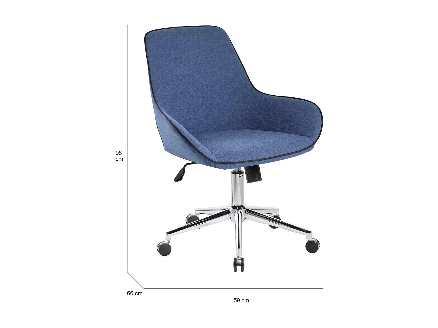 Chaise de bureau Dcampan, Chaise de travail à roulettes, Siège de bureau ergonomique, 66x59h98 cm, Bleu