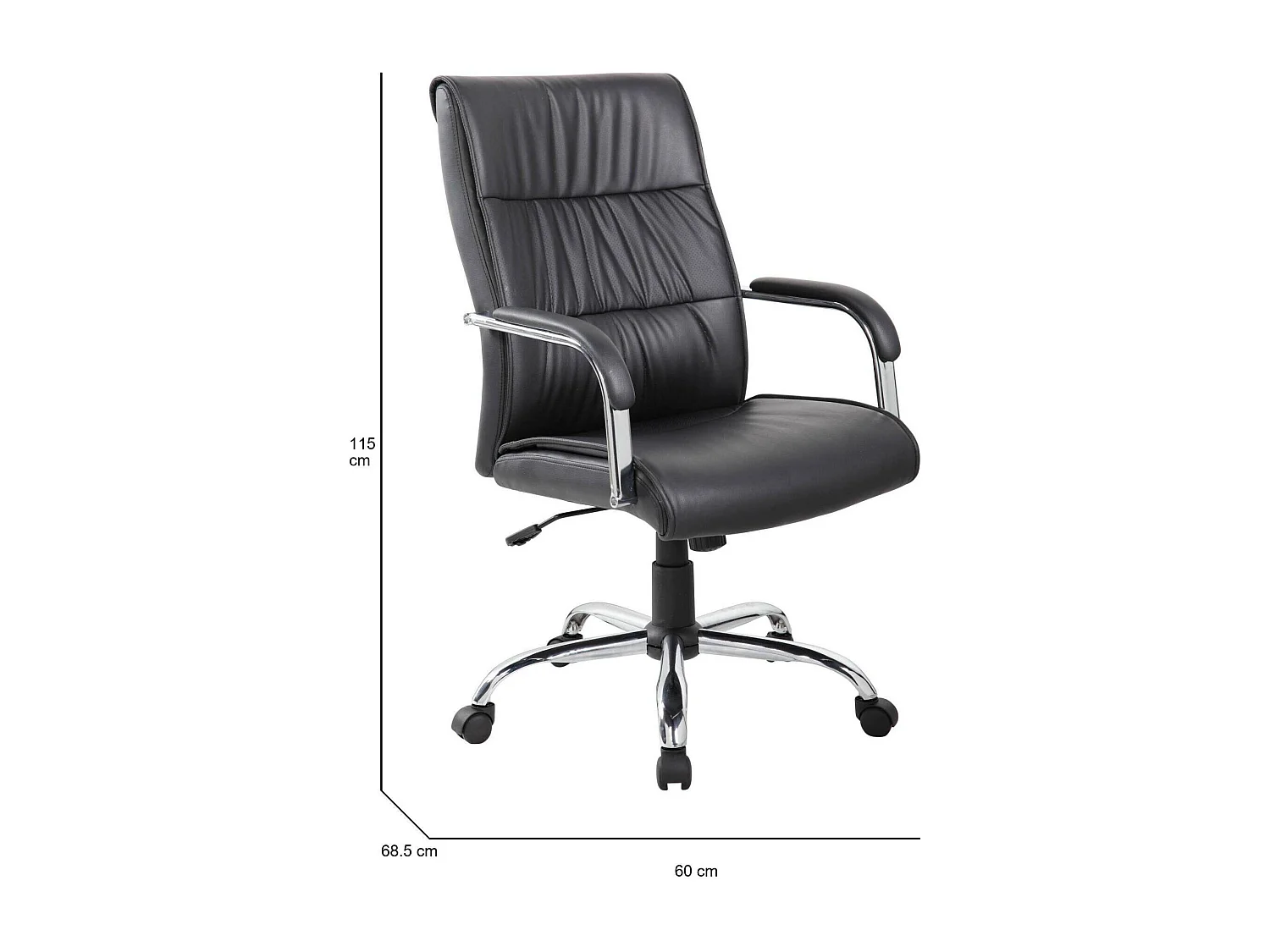 Bürostuhl Dagomer, Chefsessel mit Armlehnen, Ergonomischer Bürostuhl, 69x60h105/115 cm, Schwarz