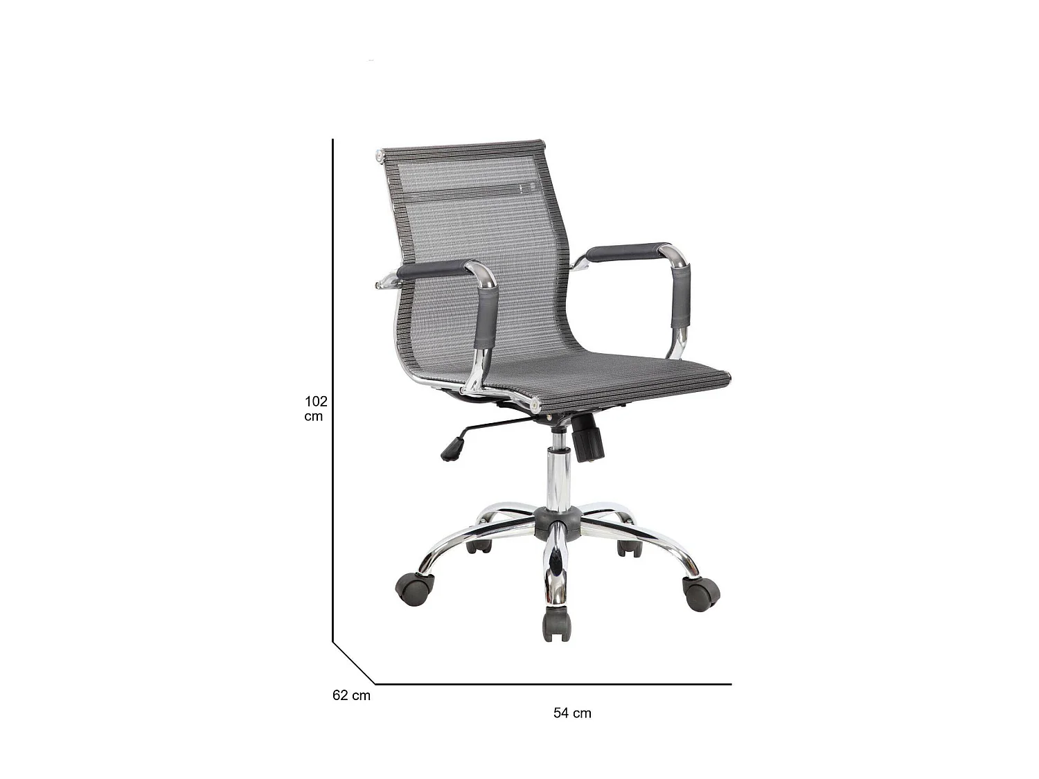 Dmannin bureaustoel, Executive fauteuil met armleuningen, Ergonomische bureaustoel, Grijs, 62x54h92/102 cm