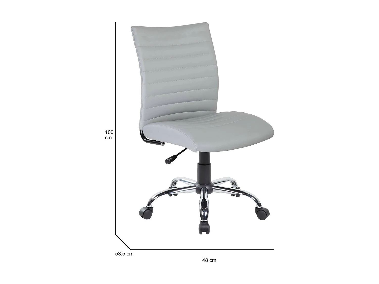 Bürostuhl Dkum, Arbeitsstuhl, ergonomischer Bürositz, 54x48h90/100 cm, Grau