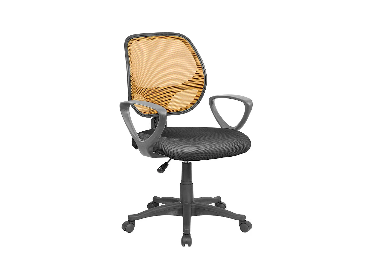 Ddjidj bureaustoel, Mesh bureaustoel met armleuningen, Ergonomische bureaustoel, 56x57h88/100 cm, Zwart en Oranje