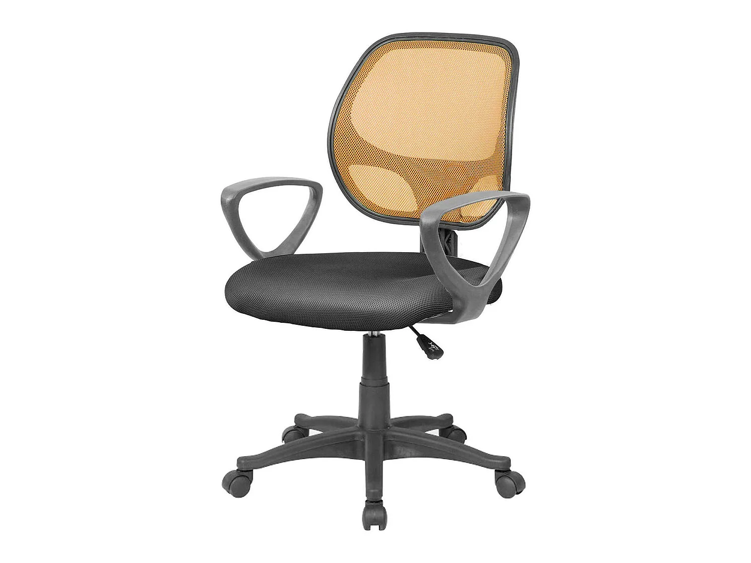 Silla de oficina Ddjidj, Silla operativa de malla con reposabrazos, Asiento de oficina ergonómico, 56x57h88/100 cm, Negro y Naranja