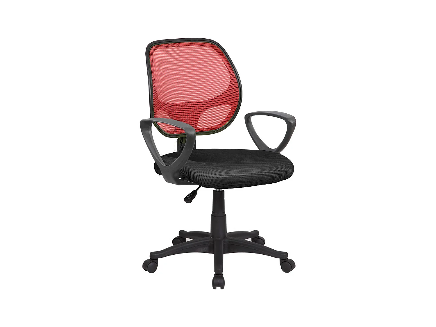 Cadeira de escritório Ddjidj, Cadeira de trabalho em malha com braços, Assento de escritório ergonômico, 56x57h88/100 cm, Preto e Vermelho