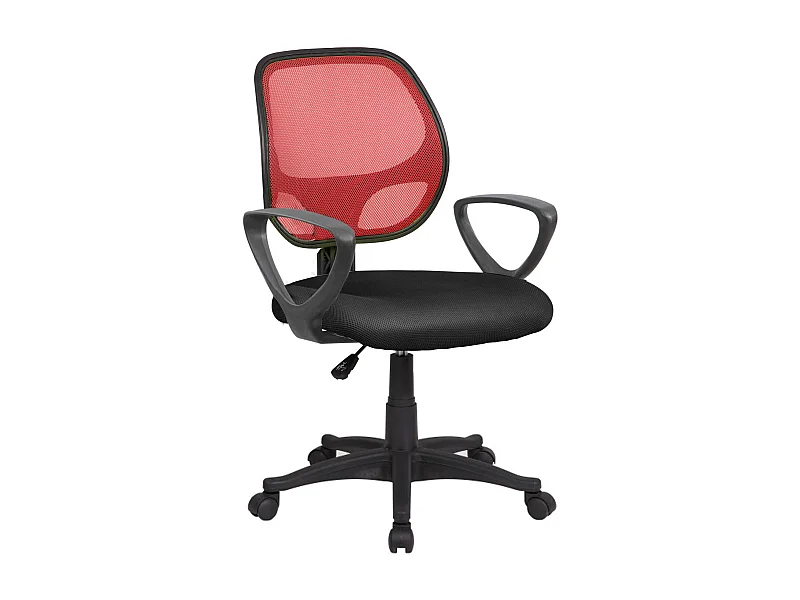 Ddjidj bureaustoel, Mesh bureaustoel met armleuningen, Ergonomische bureaustoel, 56x57h88/100 cm, Zwart en Rood