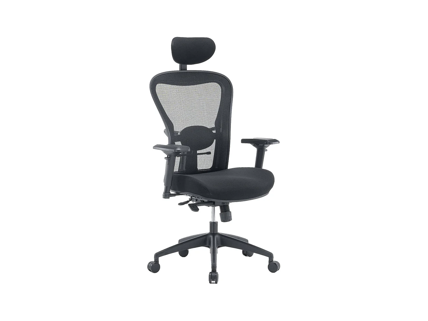 Dachi bureaustoel, Mesh executive fauteuil met armleuningen, Ergonomische bureaustoel, 66x68h120/132 cm, Zwart