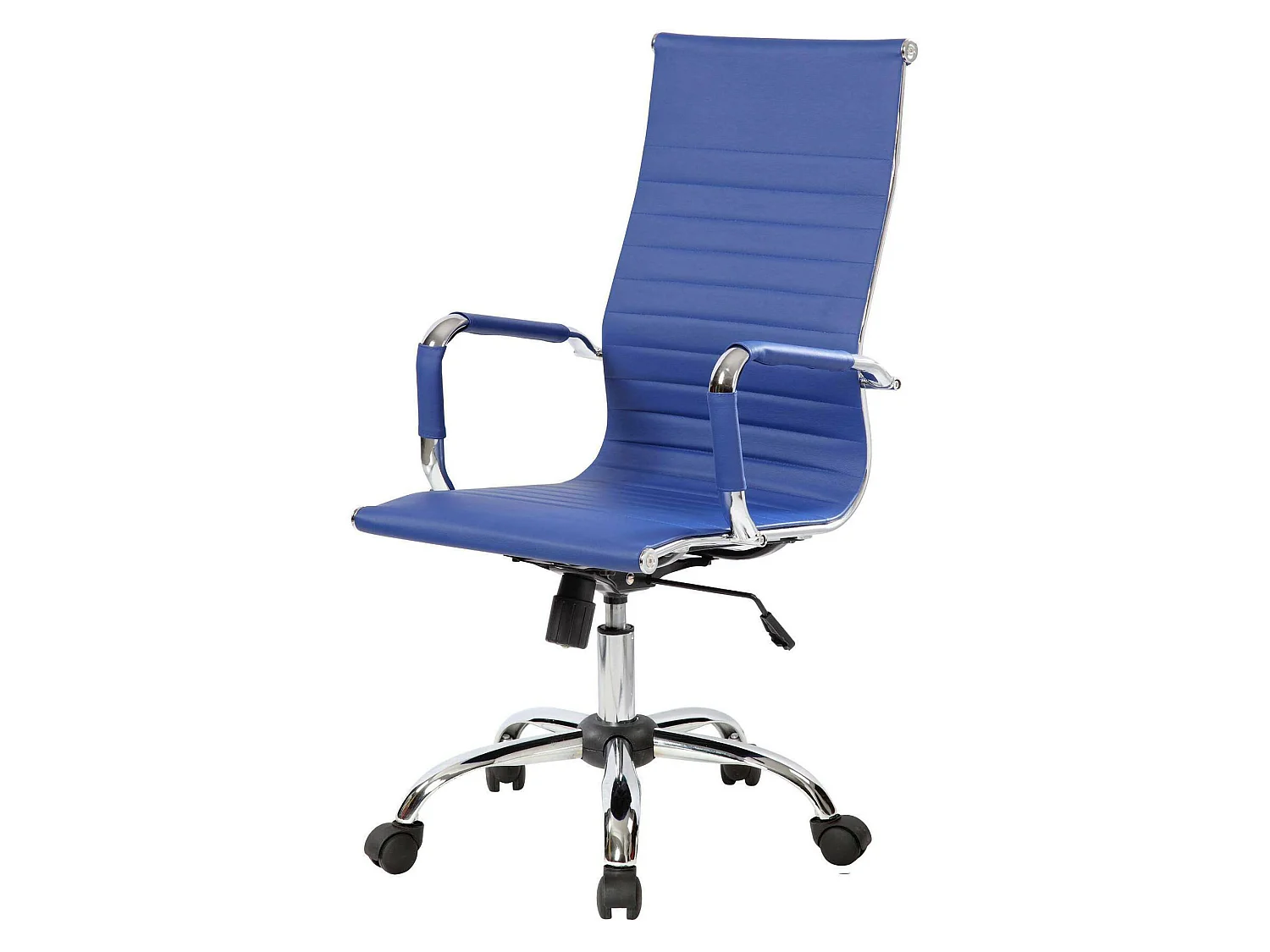 Silla de oficina Dluis, Sillón ejecutivo con reposabrazos, Silla de oficina ergonómica, Azul, 63x54h106/116 cm