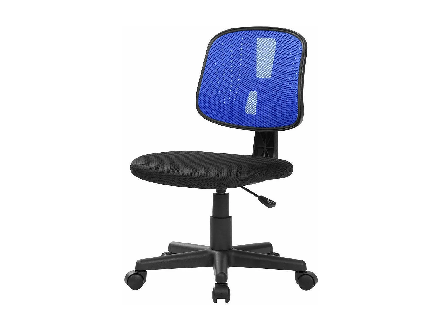 Chaise de bureau Dlazeti, Chaise de bureau de travail, Siège de bureau ergonomique, 49x43h81/93 cm, Noir et Bleu