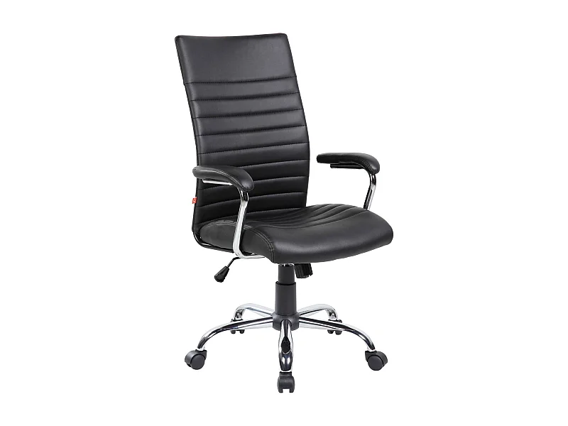 Ddim bureaustoel, Presidentiële fauteuil met armleuningen, Ergonomische bureaustoel, 63x65h108/118 cm, Zwart