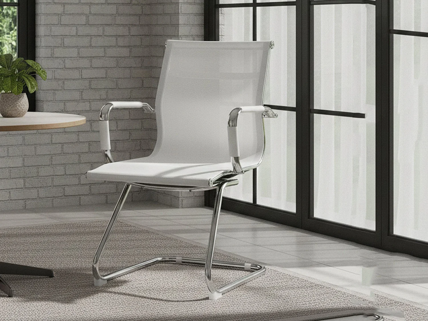 Bürostuhl Dgoldon, Wartezimmerstühle mit Armlehnen, Ergonomischer Wartezimmerstuhl, 62x54h89 cm, WeiÃŸ