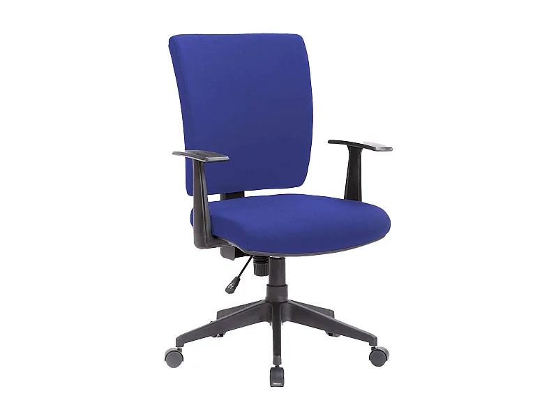 Cadeira de escritório Dlom, Poltrona executiva com braços, Assento de escritório ergonômico, 61x65h98/108 cm, Azul