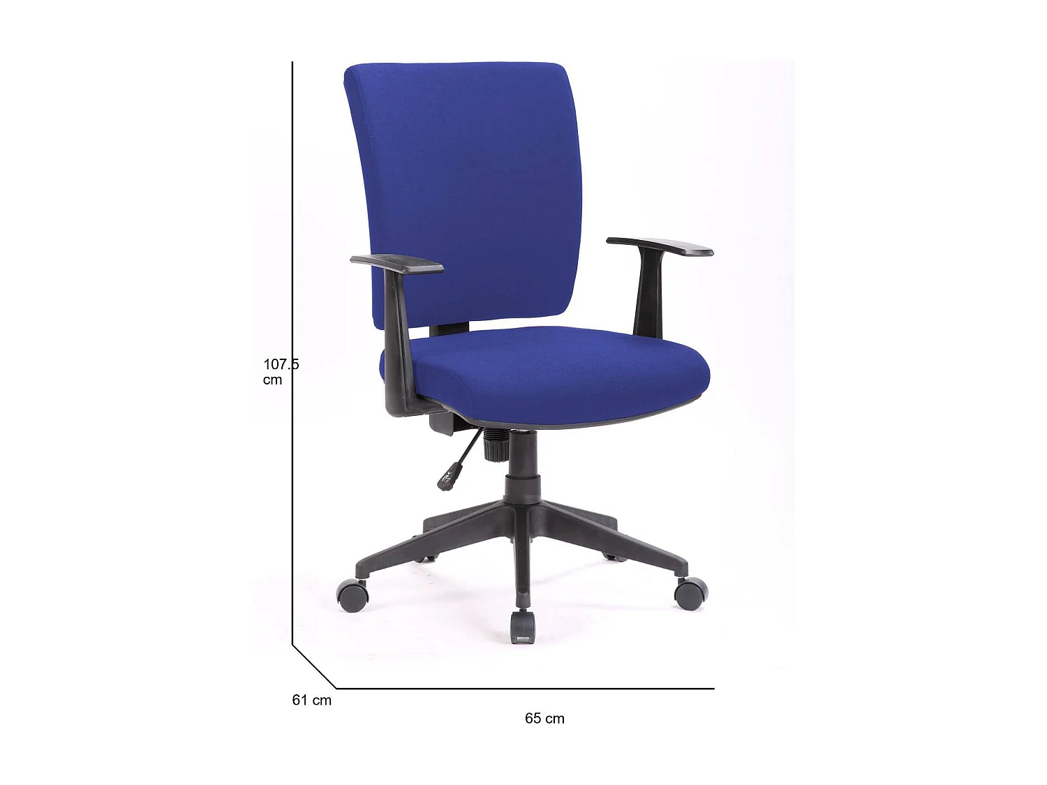 Chaise de bureau Dlom, Chaise de direction avec accoudoirs, Siège de bureau ergonomique, 61x65h98/108 cm, Bleu