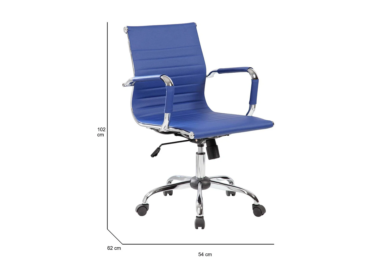 Dluis bureaustoel, Executive fauteuil met armleuningen, Ergonomische bureaustoel, Blauw, 62x54h92/102 cm