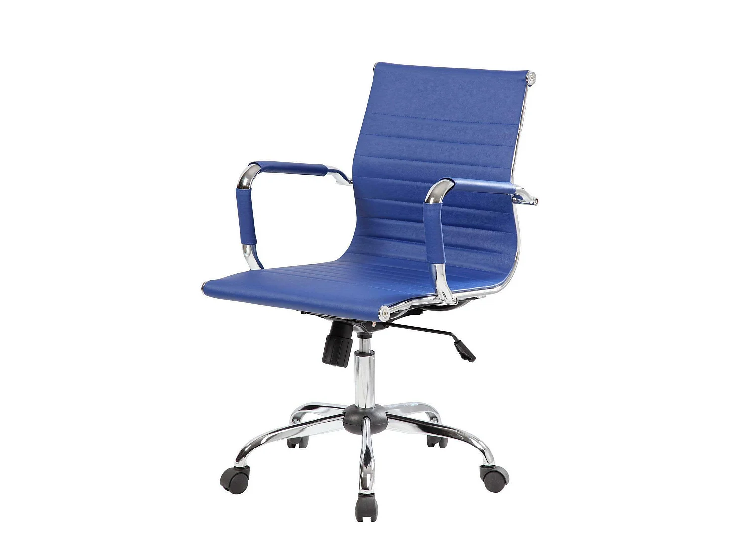 Chaise de bureau Attiliat\, Fauteuil de direction avec accoudoirs, Chaise de bureau ergonomique, Bleu, 62x54h92/102 cm